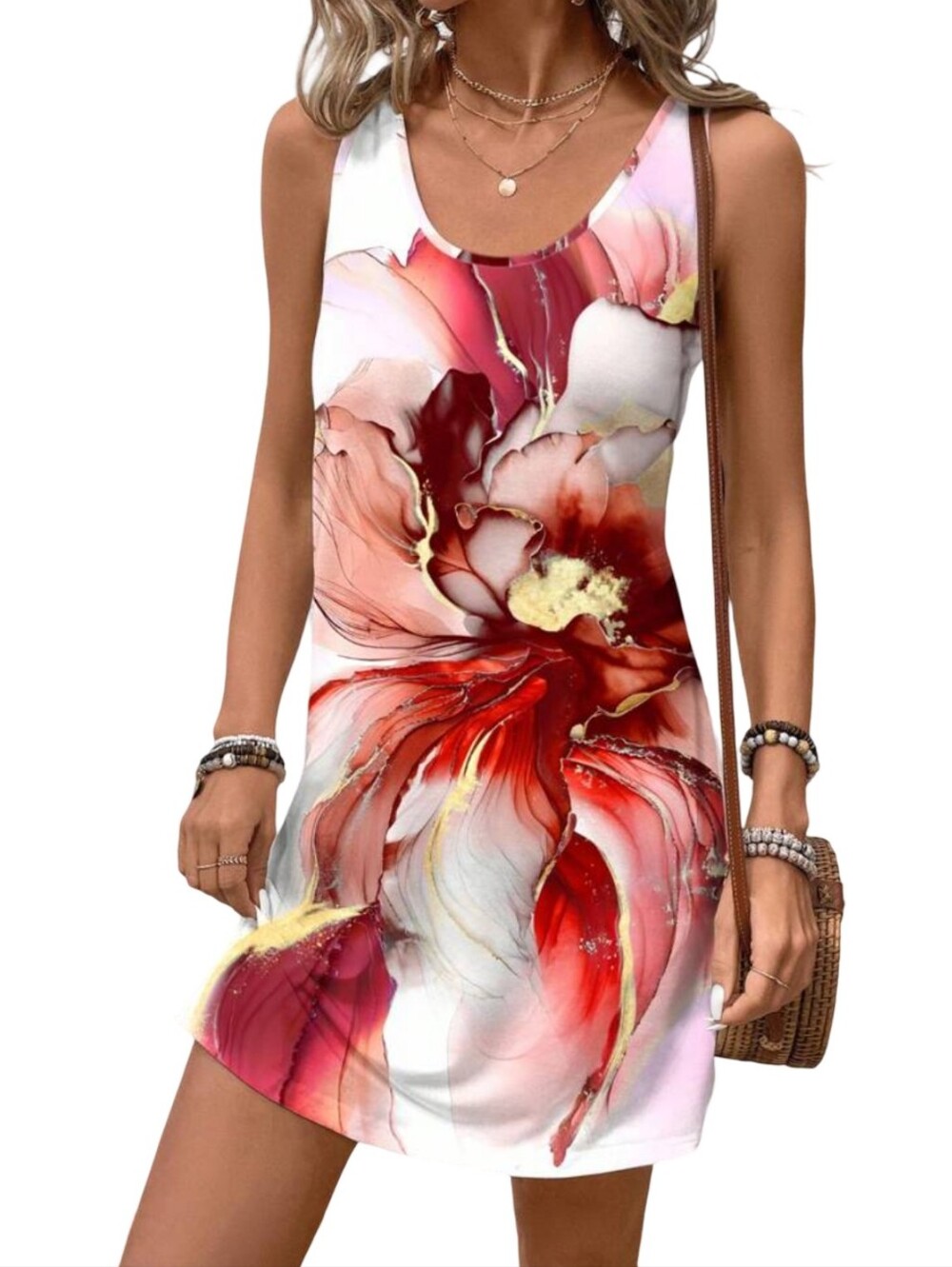 Emery Rose Floral Mini Dress - Sleeveless Tank Sheath Dress / Beach Coverup NWT